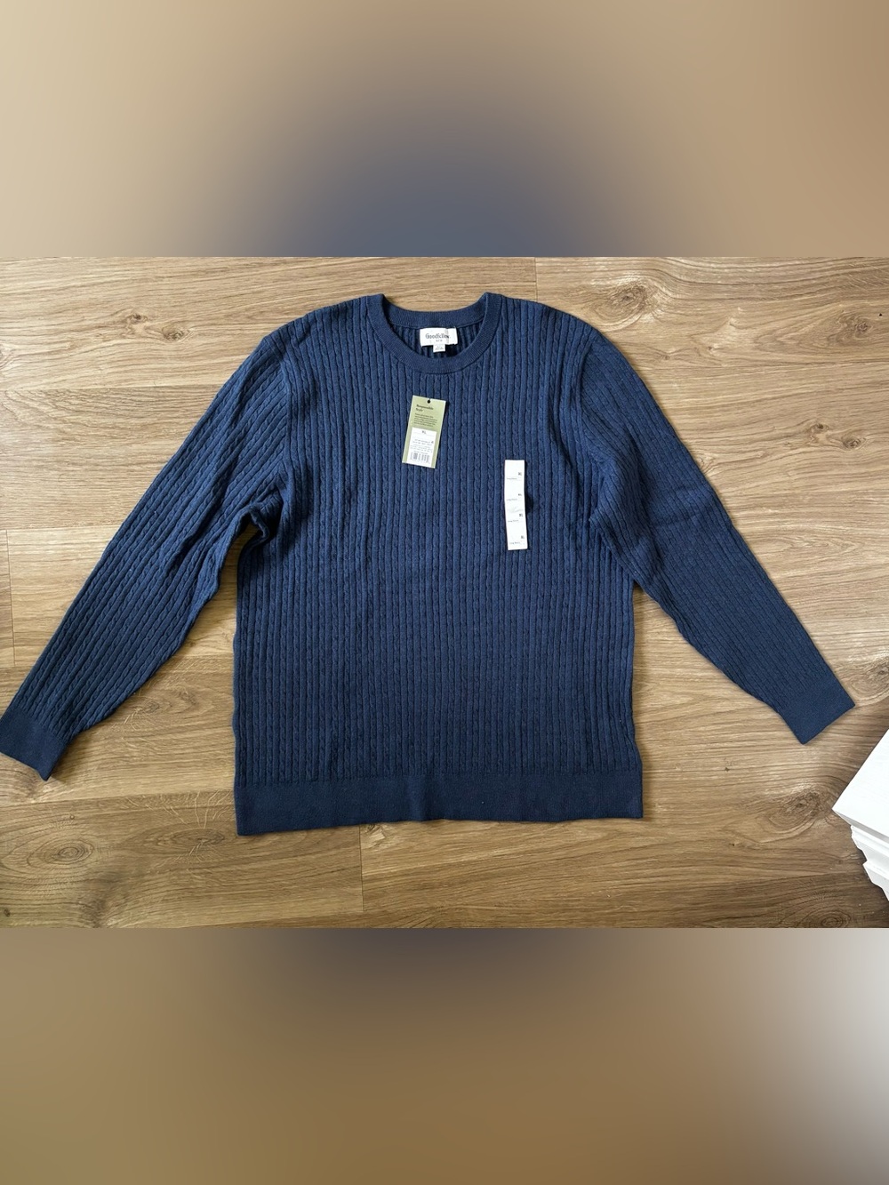 Goodfellow Men’s Navy Cable Knit Crewneck Sweater Size XL